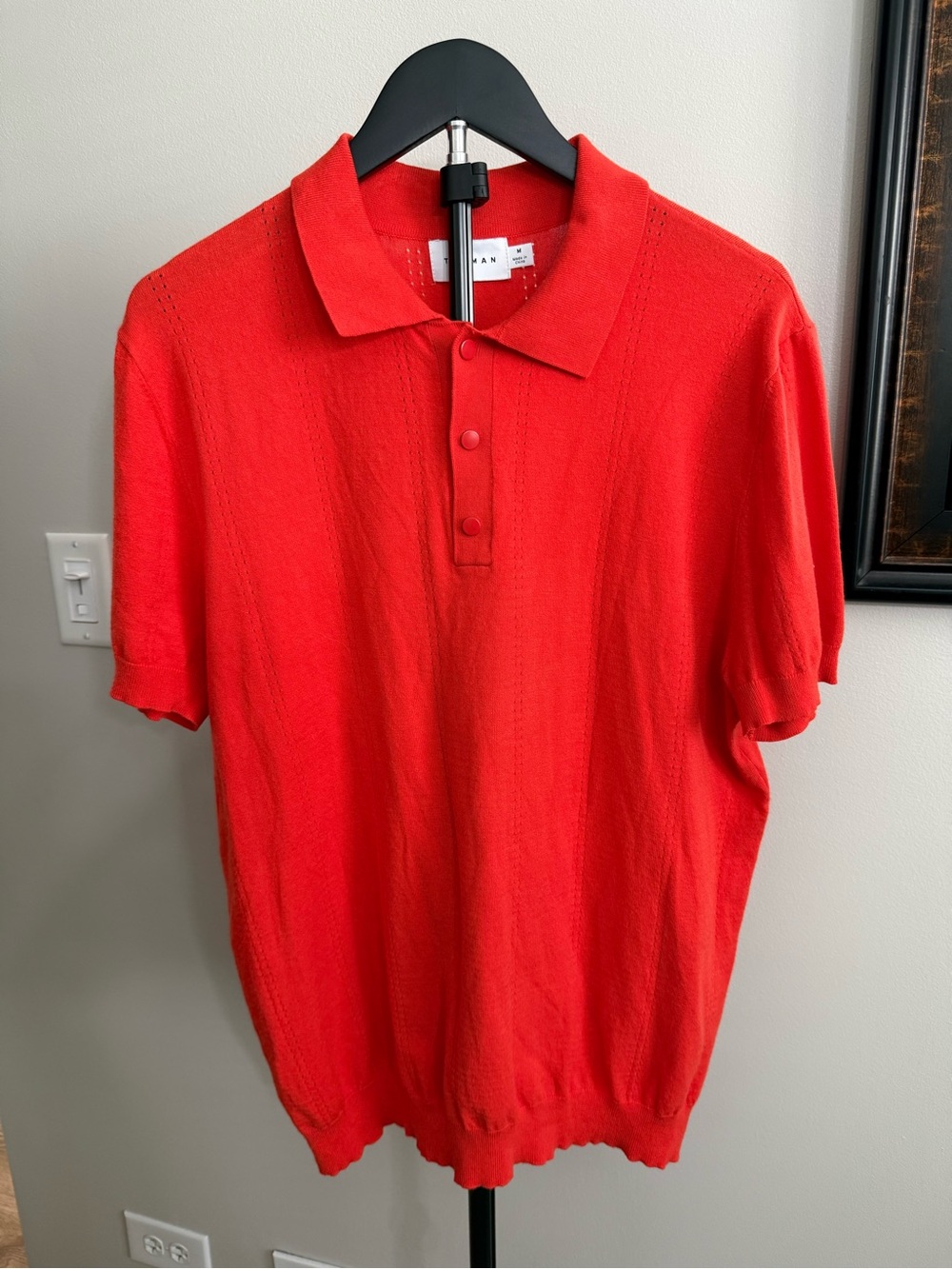 Topman Bright Orange-ish Red Short-Sleeve Polo size Medium
